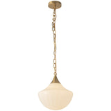 Brushed Gold/Glossy Ribbed Opal Glass Farrah Pendant by Alora Lighting
