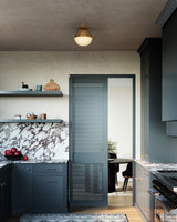 Brushed Gold/Matte Opal Glass Shelton Semi-Flush Mount by Alora Lighting in Kitchen