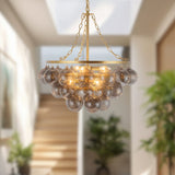 Brushed Gold/Smoked Glass 24inch Faye Chandelier by Alora Lighting