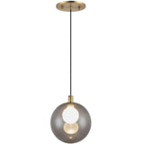 Brushed Gold-Smoked Glass Bolla Pendant by Kuzco Lighting