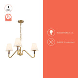 Brushed Gold/White Linen Sloan Chandelier by Alora Lighting Light Source