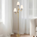 Brushed Gold/White Linen Sloan Floor Lamp by Alora Lighting