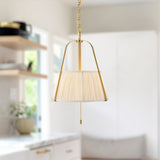 Brushed Gold/White Linen Scout Pendant by Alora Lighting