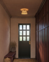 Brushed Gold/White Linen Scout Semi-Flush Mount by Alora Lighting in Corridor