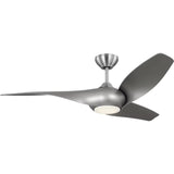 Brushed Steel Housing with Silver Blades Topan Smart 52inch LED Ceiling Fan by Visual Comfort Fans