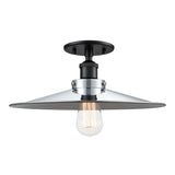 Bulstrode's Workshop Shaded Ceiling Mount 14 Inch Black Chrome with White Interior