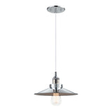 Bulstrode's Workshop Shaded Pendant 10 Inch Chrome Chrome with White Interior