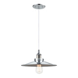 Bulstrode's Workshop Shaded Pendant 12 Inch Chrome Chrome with White Interior