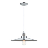 Bulstrode's Workshop Shaded Pendant 14 Inch Chrome Chrome with White Interior