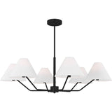Burke Chandelier — 38", White Linen, Midnight Black