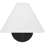 Burke Wall Sconce — 9", White Linen, Midnight Black
