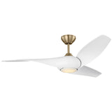 Burnished Brass Housing with Matte White Blades Topan Smart 52inch LED Ceiling Fan by Visual Comfort Fans