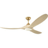 Burnished Brass Housing with Washed White Oak Blades Maverick Smart 60inch Ceiling Fan by Visual Comfort Fans