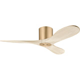 Burnished Brass Housing with Washed White Oak Blades Maverick smart 44" Hugger Ceiling Fan by Visual Comfort Fans
