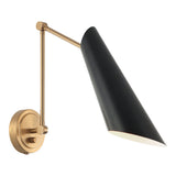 Butera Wall Sconce 15 Inch Aged Gold Brass + Black