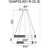 Madeline Integrated LED 2 Ring 32in Chandelier