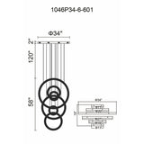 Celina Integrated LED 34in 6 Ring Chandelier