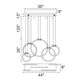 Hoops Integrated LED 44in 5 Ring Chandelier
