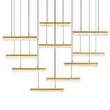 Stagger Integrated LED 48in Chandelier with Handcrafted Glass