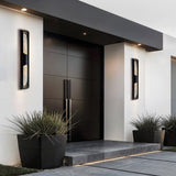 Petra Integrated LED 29in Sand Black Outdoor Wall Light with Handcrafted Glass