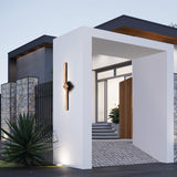 Contour Integrated LED Sand Black Indoor-Outdoor Wall Light with Handcrafted Glass