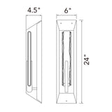 Curva Integrated LED 24in Sand Black Outdoor Wall Light with Handcrafted Glass