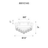 Empire 13 Light 24in Flush Mount with Crystals
