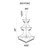 Empire 34 Light 36in Down Chandelier with Crystals