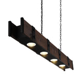 Pago Black & Wood Drum Shade Island Light