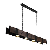 Pago Black & Wood Drum Shade Island Light