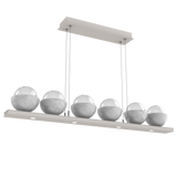 Cabochon Linear Chandelier 6 Lights Beige Silver White Marble By Hammerton