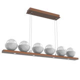 Cabochon Linear Chandelier 6 Lights Burnished Bronze White Marble By Hammerton
