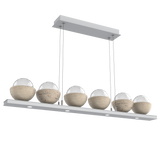 Cabochon Linear Chandelier 6 Lights Classic Silver Travertine By Hammerton