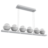 Cabochon Linear Chandelier 6 Lights Classic Silver White Marble By Hammerton