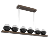 Cabochon Linear Chandelier 6 Lights Flat Bronze Black Marble By Hammerton