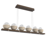 Cabochon Linear Chandelier 6 Lights Flat Bronze Travertine By Hammerton