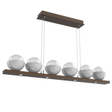 Cabochon Linear Chandelier 6 Lights Flat Bronze White Marble By Hammerton