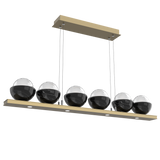 Cabochon Linear Chandelier 6 Lights Gilded Brass Black Marble By Hammerton