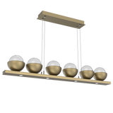 Cabochon Linear Chandelier 6 Lights Gilded Brass Matching Finish By Hammerton