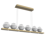 Cabochon Linear Chandelier 6 Lights Gilded Brass White Marble By Hammerton