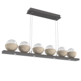 Cabochon Linear Chandelier 6 Lights Graphite Travertine By Hammerton