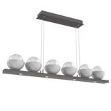 Cabochon Linear Chandelier 6 Lights Graphite White Marble By Hammerton