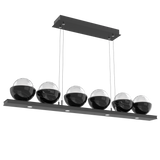 Cabochon Linear Chandelier 6 Lights Matte Black Black Marble By Hammerton