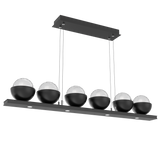 Cabochon Linear Chandelier 6 Lights Matte Black Matching Finish By Hammerton