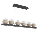 Cabochon Linear Chandelier 6 Lights Matte Black Travertine By Hammerton