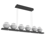 Cabochon Linear Chandelier 6 Lights Matte Black White Marble By Hammerton