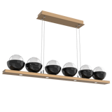 Cabochon Linear Chandelier 6 Lights Novel Brass Black Marble By Hammerton