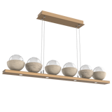 Cabochon Linear Chandelier 6 Lights Novel Brass Travertine By Hammerton