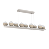 Cabochon Linear Chandelier 9 Lights Beige Silver Travertine By Hammerton