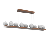 Cabochon Linear Chandelier 9 Lights Burnished Bronze White Marble By Hammerton